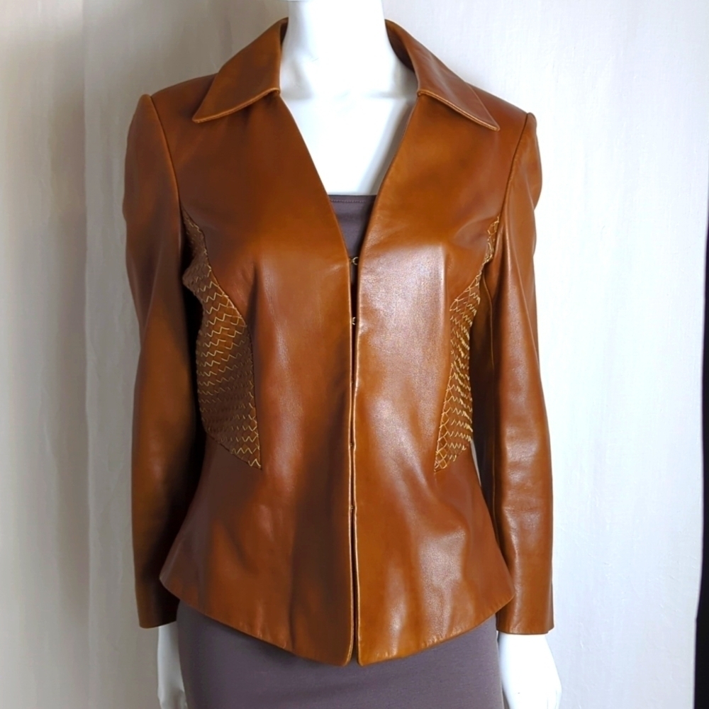 Dana Buchman Leather Jacket Size 10 Petite - Picture 9 of 10